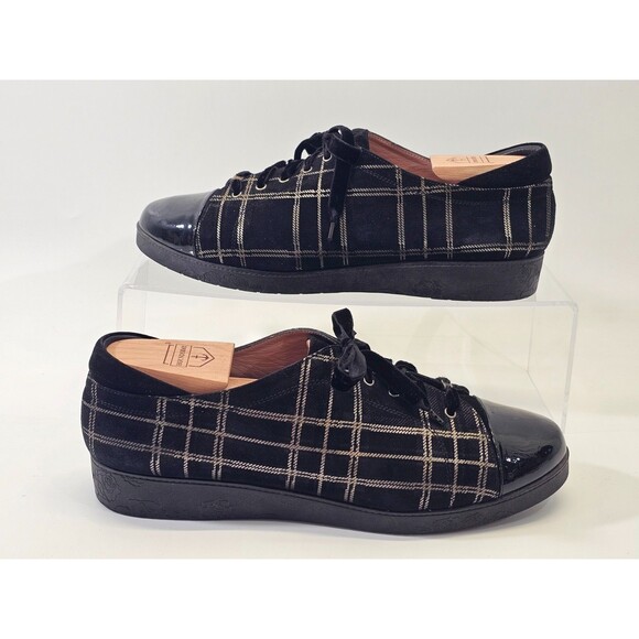 BEAUTIFEEL 42 Cella Suede Patent Leather Lace Up Sneakers Shoes Comfort - Picture 3 of 9